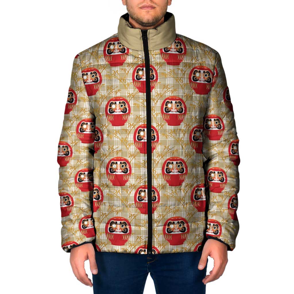Japanese Daruma Doll Padded Jacket Palaka With Seamless Bamboo Pattern - Polynesian Pride