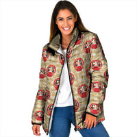 Japanese Daruma Doll Padded Jacket Palaka With Seamless Bamboo Pattern - Polynesian Pride