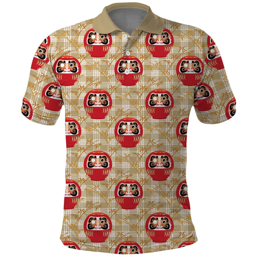 Japanese Daruma Doll Polo Shirt Palaka With Seamless Bamboo Pattern - Polynesian Pride