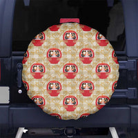 Japanese Daruma Doll Spare Tire Cover Palaka With Seamless Bamboo Pattern - Polynesian Pride