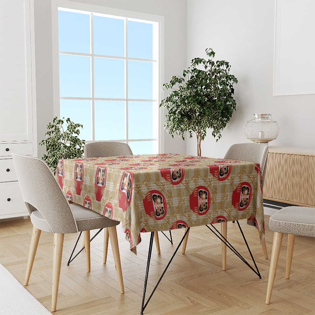 Japanese Daruma Doll Tablecloth Palaka With Seamless Bamboo Pattern - Polynesian Pride