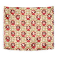 Japanese Daruma Doll Tapestry Palaka With Seamless Bamboo Pattern - Polynesian Pride