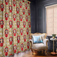 Japanese Daruma Doll Window Curtain Palaka With Seamless Bamboo Pattern - Polynesian Pride