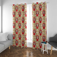 Japanese Daruma Doll Window Curtain Palaka With Seamless Bamboo Pattern - Polynesian Pride