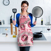 Japanese Daruma Doll Palaka Apron Cherry Blossoms With Shell Lei - Polynesian Pride