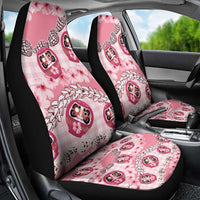 Japanese Daruma Doll Palaka Car Seat Cover Cherry Blossoms With Shell Lei - Polynesian Pride