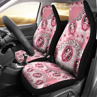 Japanese Daruma Doll Palaka Car Seat Cover Cherry Blossoms With Shell Lei - Polynesian Pride