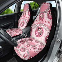 Japanese Daruma Doll Palaka Car Seat Cover Cherry Blossoms With Shell Lei - Polynesian Pride