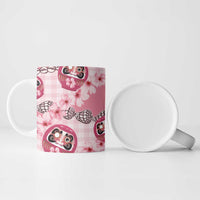 Japanese Daruma Doll Palaka Ceramic Mug Cherry Blossoms With Shell Lei - Polynesian Pride