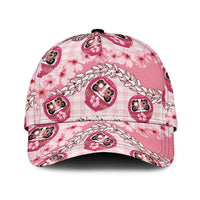 Japanese Daruma Doll Palaka Classic Cap Cherry Blossoms With Shell Lei LT14 Universal Fit Pink - Polynesian Pride