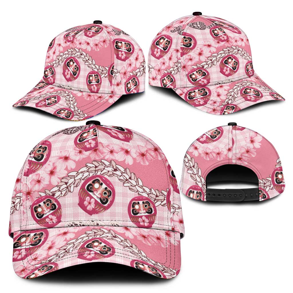 Japanese Daruma Doll Palaka Classic Cap Cherry Blossoms With Shell Lei LT14 - Polynesian Pride