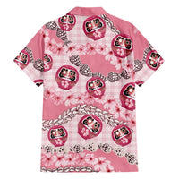 Japanese Daruma Doll Palaka Family Matching Puletasi and Hawaiian Shirt Cherry Blossoms With Shell Lei - Polynesian Pride