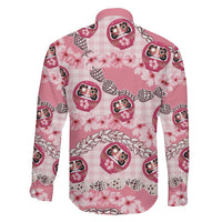 Japanese Daruma Doll Palaka Family Matching Puletasi and Hawaiian Shirt Cherry Blossoms With Shell Lei - Polynesian Pride