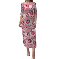 Japanese Daruma Doll Palaka Family Matching Puletasi and Hawaiian Shirt Cherry Blossoms With Shell Lei - Polynesian Pride
