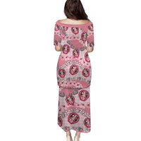 Japanese Daruma Doll Palaka Family Matching Puletasi and Hawaiian Shirt Cherry Blossoms With Shell Lei - Polynesian Pride