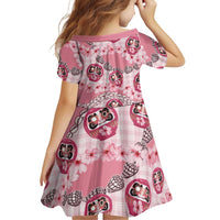 Japanese Daruma Doll Palaka Family Matching Short Sleeve Bodycon Dress and Hawaiian Shirt Cherry Blossoms With Shell Lei LT14 - Polynesian Pride