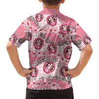 Japanese Daruma Doll Palaka Kid Hawaiian Shirt Cherry Blossoms With Shell Lei - Polynesian Pride
