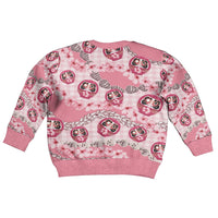 Japanese Daruma Doll Palaka Kid Ugly Christmas Sweater Cherry Blossoms With Shell Lei LT14 - Polynesian Pride