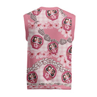 Japanese Daruma Doll Palaka Christmas Knitted V-Neck Vest Cherry Blossoms With Shell Lei LT14 - Polynesian Pride