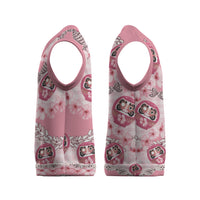 Japanese Daruma Doll Palaka Christmas Knitted V-Neck Vest Cherry Blossoms With Shell Lei LT14 - Polynesian Pride