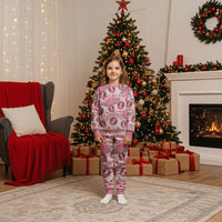 Japanese Daruma Doll Palaka Christmas Pajama Set Cherry Blossoms With Shell Lei LT14 Kid Pink - Polynesian Pride