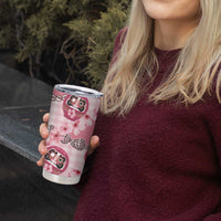 Japanese Daruma Doll Palaka Tumbler Cup Cherry Blossoms With Shell Lei - Polynesian Pride