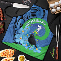 New Zealand Chatham Islands Apron Wharekauri Forget Me Not With Black Robin - Polynesian Pride