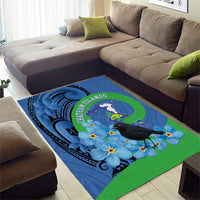 New Zealand Chatham Islands Area Rug Wharekauri Forget Me Not With Black Robin
