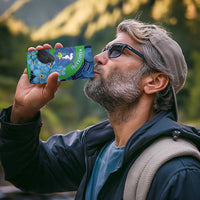 New Zealand Chatham Islands 4 in 1 Can Cooler Tumbler Wharekauri Forget Me Not With Black Robin