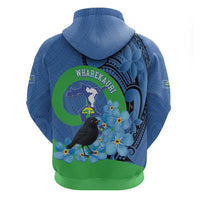 New Zealand Chatham Islands Hoodie Wharekauri Forget Me Not With Black Robin