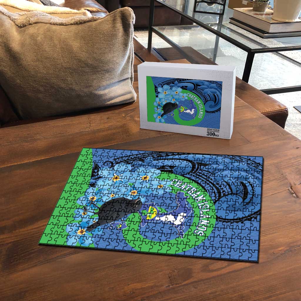 New Zealand Chatham Islands Puzzle Wharekauri Forget Me Not With Black Robin - Polynesian Pride