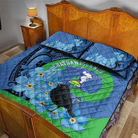 New Zealand Chatham Islands Quilt Bed Set Wharekauri Forget Me Not With Black Robin