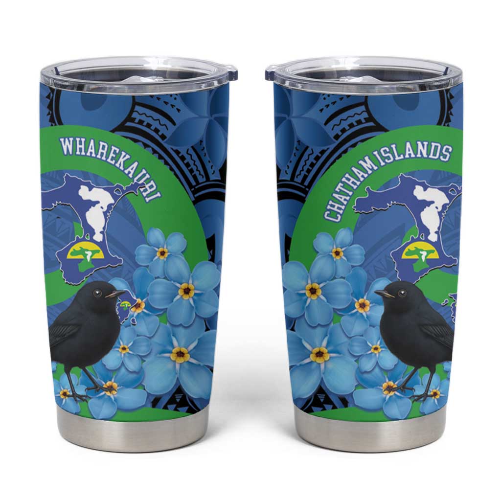 New Zealand Chatham Islands Tumbler Cup Wharekauri Forget Me Not With Black Robin
