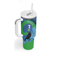 New Zealand Chatham Islands Tumbler With Handle Wharekauri Forget Me Not With Black Robin