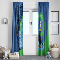 New Zealand Chatham Islands Window Curtain Wharekauri Forget Me Not With Black Robin