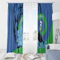 New Zealand Chatham Islands Window Curtain Wharekauri Forget Me Not With Black Robin