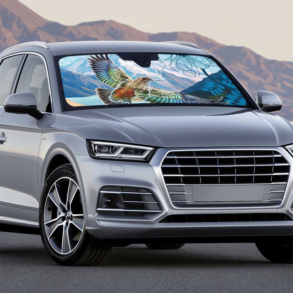 New Zealand South Island Auto Sun Shade Te Waipounamu Aoraki Kea Bird - Polynesian Pride