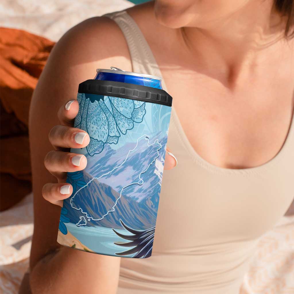 New Zealand South Island 4 in 1 Can Cooler Tumbler Te Waipounamu Aoraki Kea Bird