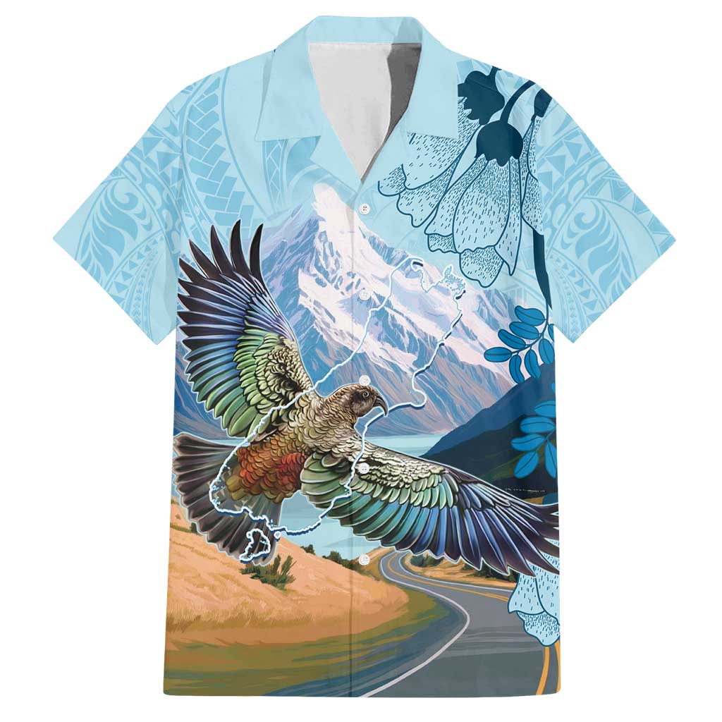 New Zealand South Island Family Matching Long Sleeve Bodycon Dress and Hawaiian Shirt Te Waipounamu Aoraki Kea Bird LT14 Dad's Shirt - Short Sleeve Blue - Polynesian Pride