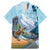 New Zealand South Island Family Matching Mermaid Dress and Hawaiian Shirt Te Waipounamu Aoraki Kea Bird