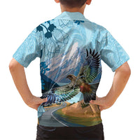 New Zealand South Island Family Matching Short Sleeve Bodycon Dress and Hawaiian Shirt Te Waipounamu Aoraki Kea Bird LT14 - Polynesian Pride