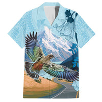 New Zealand South Island Family Matching Short Sleeve Bodycon Dress and Hawaiian Shirt Te Waipounamu Aoraki Kea Bird LT14 Dad's Shirt - Short Sleeve Blue - Polynesian Pride