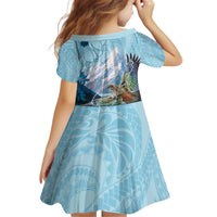 New Zealand South Island Kid Short Sleeve Dress Te Waipounamu Aoraki Kea Bird