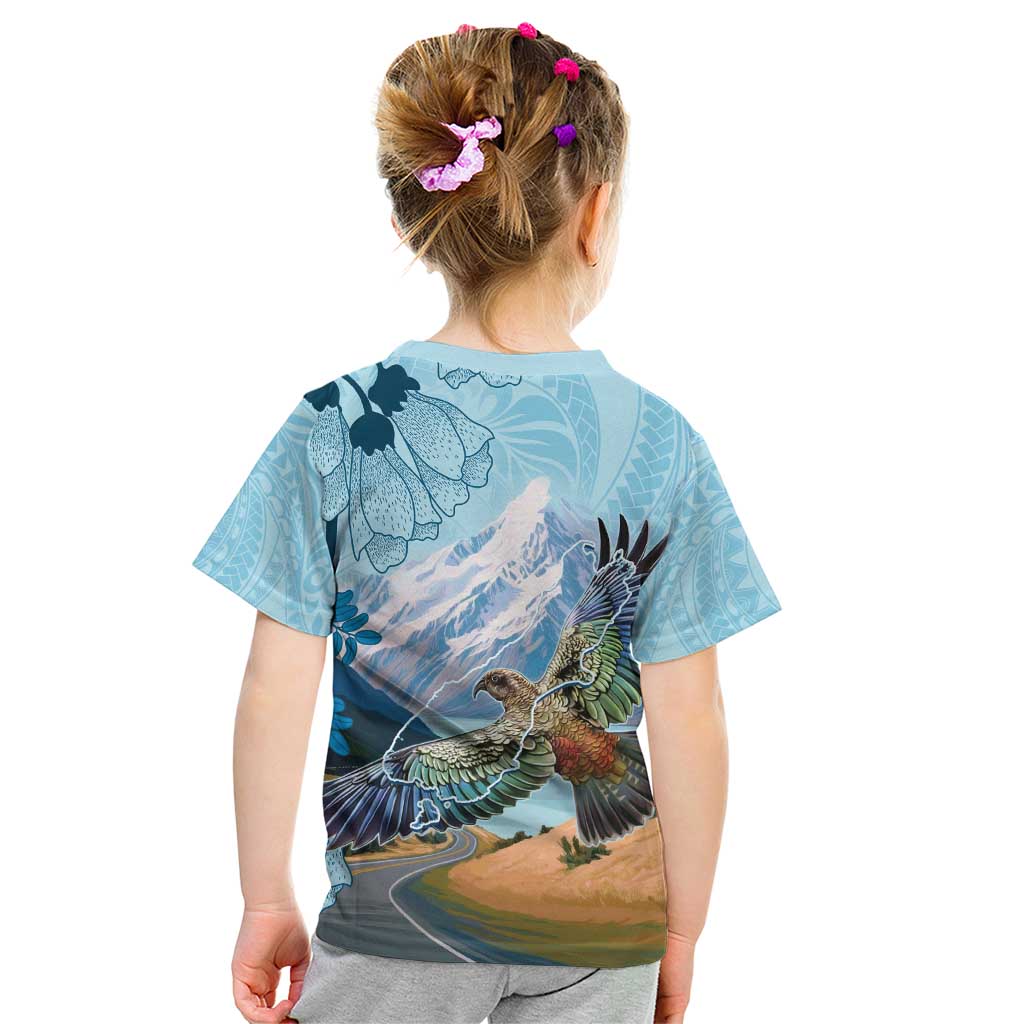 New Zealand South Island Kid T Shirt Te Waipounamu Aoraki Kea Bird