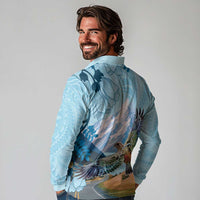 New Zealand South Island Long Sleeve Polo Shirt Te Waipounamu Aoraki Kea Bird LT14 - Polynesian Pride
