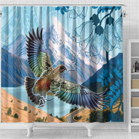 New Zealand South Island Shower Curtain Te Waipounamu Aoraki Kea Bird