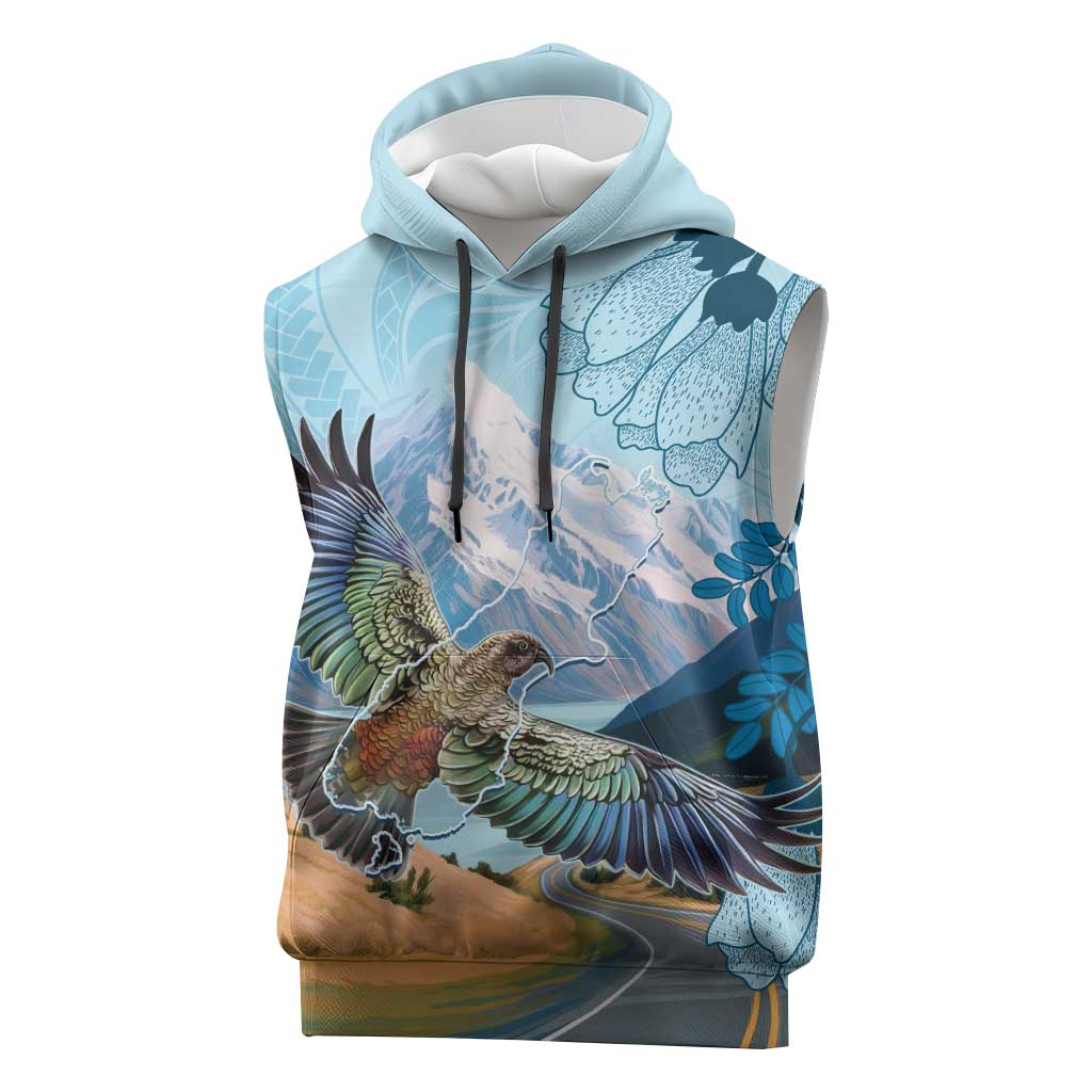 New Zealand South Island Sleeveless Hoodie Te Waipounamu Aoraki Kea Bird - Polynesian Pride