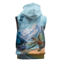 New Zealand South Island Sleeveless Hoodie Te Waipounamu Aoraki Kea Bird - Polynesian Pride