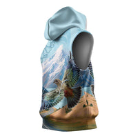 New Zealand South Island Sleeveless Hoodie Te Waipounamu Aoraki Kea Bird - Polynesian Pride