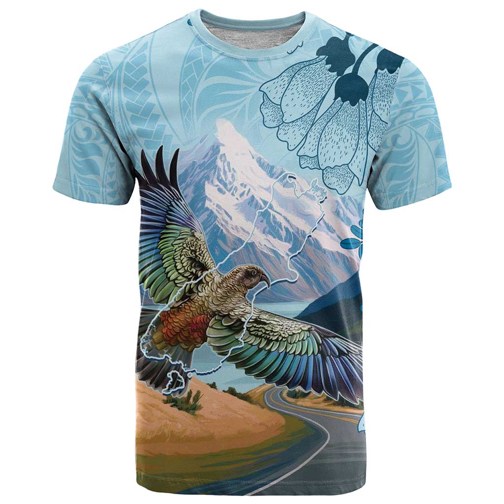 New Zealand South Island T Shirt Te Waipounamu Aoraki Kea Bird